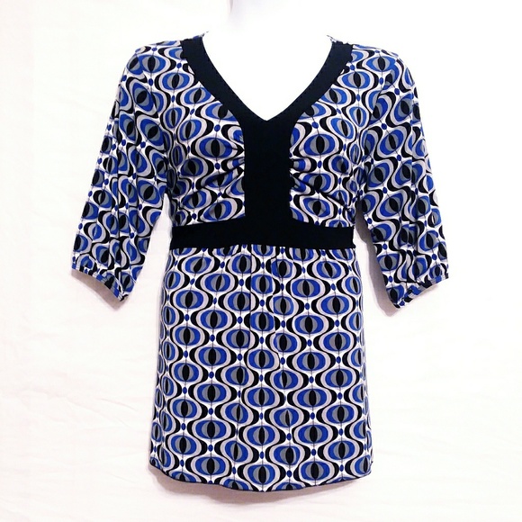 Venezia Tops - Blue And Black Checkered Blouse